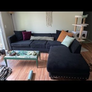 Black L shaped couch, left L